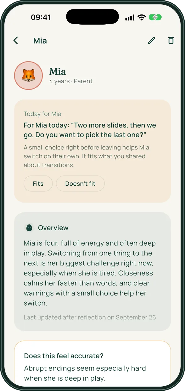 Today for Mia card with the sentence Two more slides, then we go, do you want to pick the last one, plus Fits and Doesn't fit buttons
